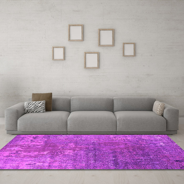 Machine Washable Oriental Pink Industrial Rug in a Living Room, wshurb2833pnk