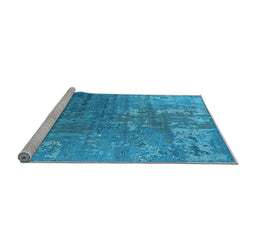 Sideview of Machine Washable Oriental Light Blue Industrial Rug, wshurb2833lblu