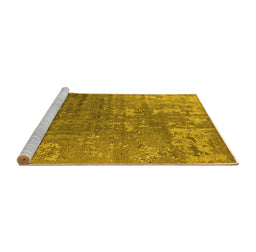 Sideview of Machine Washable Oriental Yellow Industrial Rug, wshurb2833yw