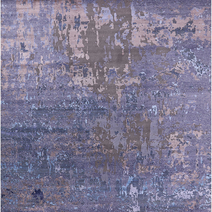 Square Mid-Century Modern Purple Oriental Rug, urb2833