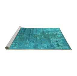 Sideview of Machine Washable Oriental Turquoise Industrial Area Rugs, wshurb2833turq