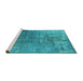 Sideview of Machine Washable Oriental Turquoise Industrial Area Rugs, wshurb2833turq