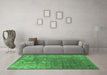 Machine Washable Oriental Emerald Green Industrial Area Rugs in a Living Room,, wshurb2833emgrn