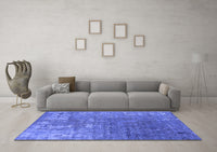 Machine Washable Oriental Blue Industrial Rug, wshurb2833blu