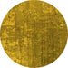 Round Oriental Yellow Industrial Rug, urb2833yw