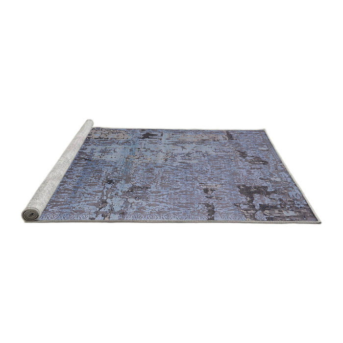 Sideview of Machine Washable Industrial Modern Columbia Blue Rug, wshurb2834