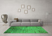 Machine Washable Oriental Green Industrial Area Rugs in a Living Room,, wshurb2834grn