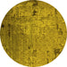 Round Oriental Yellow Industrial Rug, urb2834yw