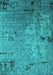 Machine Washable Oriental Turquoise Industrial Area Rugs, wshurb2834turq