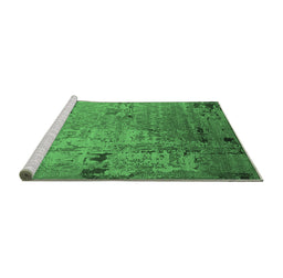 Sideview of Machine Washable Oriental Emerald Green Industrial Area Rugs, wshurb2834emgrn