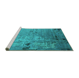 Sideview of Machine Washable Oriental Turquoise Industrial Area Rugs, wshurb2834turq
