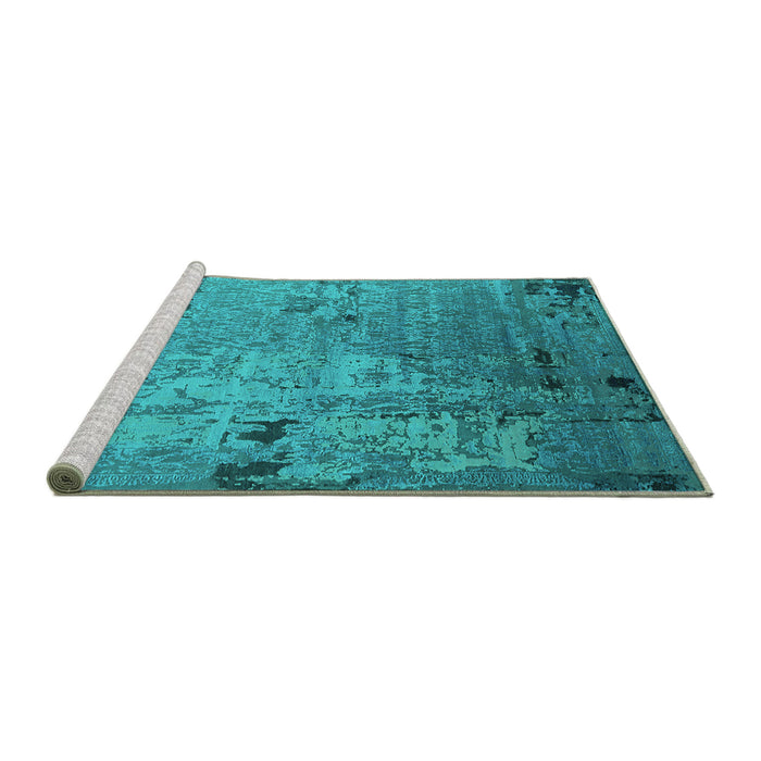 Sideview of Machine Washable Oriental Turquoise Industrial Area Rugs, wshurb2834turq