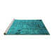 Sideview of Machine Washable Oriental Turquoise Industrial Area Rugs, wshurb2834turq