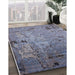 Mid-Century Modern Columbia Blue Oriental Rug in Family Room, urb2834