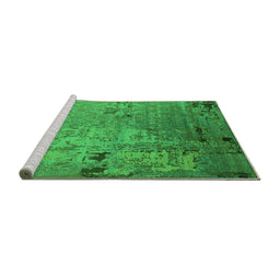 Sideview of Machine Washable Oriental Green Industrial Area Rugs, wshurb2834grn