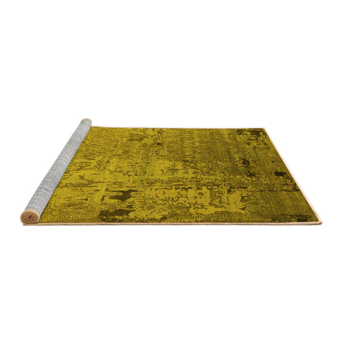 Sideview of Machine Washable Oriental Yellow Industrial Rug, wshurb2834yw