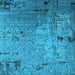 Square Machine Washable Oriental Light Blue Industrial Rug, wshurb2834lblu
