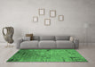 Machine Washable Oriental Emerald Green Industrial Area Rugs in a Living Room,, wshurb2834emgrn