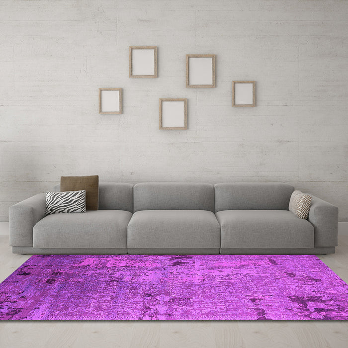 Machine Washable Oriental Pink Industrial Rug in a Living Room, wshurb2834pnk