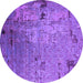 Round Oriental Purple Industrial Rug, urb2834pur