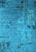 Machine Washable Oriental Light Blue Industrial Rug, wshurb2834lblu