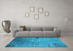 Machine Washable Oriental Light Blue Industrial Rug in a Living Room, wshurb2834lblu