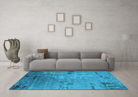 Machine Washable Oriental Light Blue Industrial Rug, wshurb2834lblu