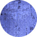 Round Oriental Blue Industrial Rug, urb2834blu