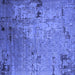 Square Machine Washable Oriental Blue Industrial Rug, wshurb2834blu