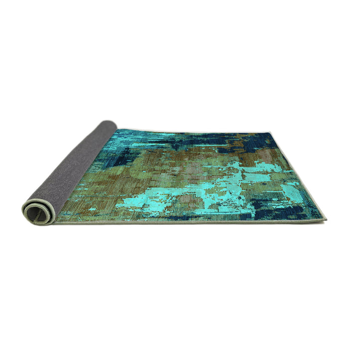 Sideview of Oriental Turquoise Industrial Rug, urb2835turq