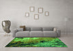 Machine Washable Oriental Green Industrial Area Rugs in a Living Room,, wshurb2835grn