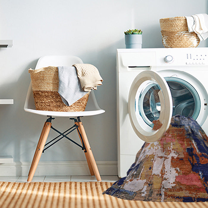 Machine Washable Industrial Modern Velvet Maroon Purple Rug in a Washing Machine, wshurb2835