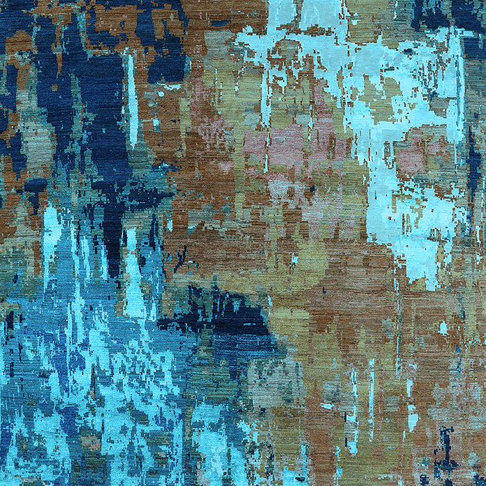 Machine Washable Oriental Light Blue Industrial Rug, wshurb2835lblu