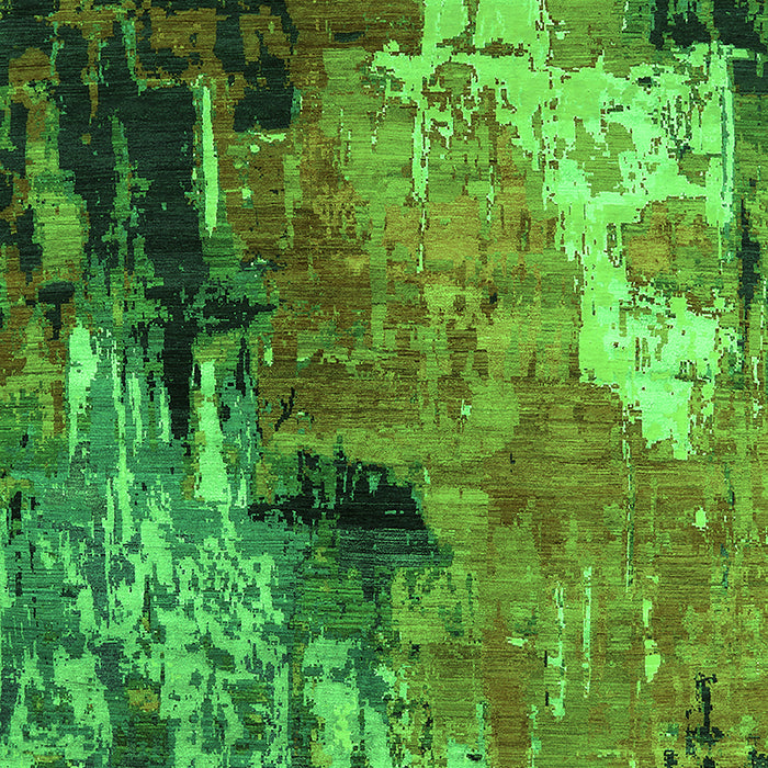 Machine Washable Oriental Green Industrial Area Rugs, wshurb2835grn