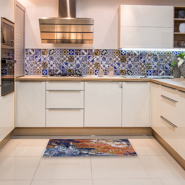Mid-Century Modern Maroon Purple Oriental Rug in a Kitchen, urb2835