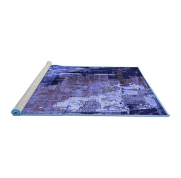 Sideview of Machine Washable Oriental Blue Industrial Rug, wshurb2835blu
