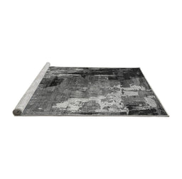 Sideview of Machine Washable Oriental Gray Industrial Rug, wshurb2835gry