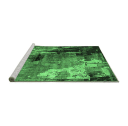 Sideview of Machine Washable Oriental Emerald Green Industrial Area Rugs, wshurb2835emgrn