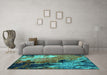 Machine Washable Oriental Turquoise Industrial Area Rugs in a Living Room,, wshurb2835turq
