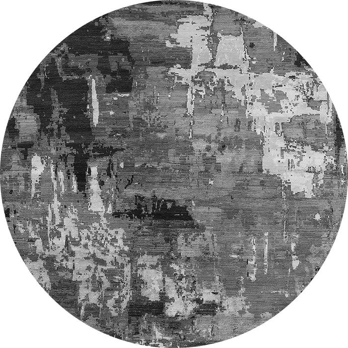 Round Oriental Gray Industrial Rug, urb2835gry