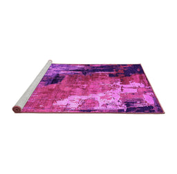 Sideview of Machine Washable Oriental Pink Industrial Rug, wshurb2835pnk