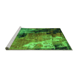 Sideview of Machine Washable Oriental Green Industrial Area Rugs, wshurb2835grn