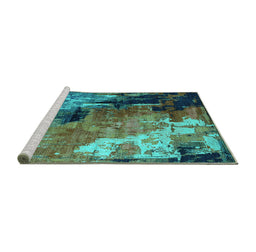 Sideview of Machine Washable Oriental Turquoise Industrial Area Rugs, wshurb2835turq
