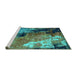 Sideview of Machine Washable Oriental Turquoise Industrial Area Rugs, wshurb2835turq