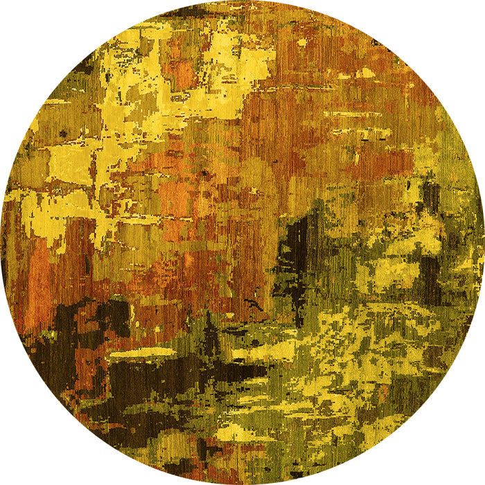 Round Oriental Yellow Industrial Rug, urb2835yw