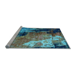 Sideview of Machine Washable Oriental Light Blue Industrial Rug, wshurb2835lblu