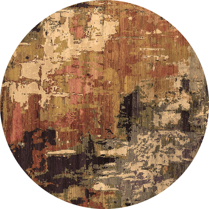 Round Oriental Brown Industrial Rug, urb2835brn