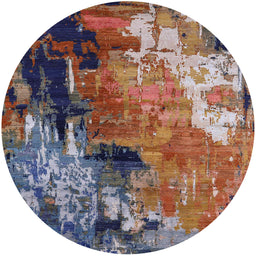 Round Machine Washable Industrial Modern Velvet Maroon Purple Rug, wshurb2835