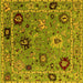 Square Machine Washable Oriental Yellow Industrial Rug, wshurb2836yw