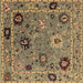 Square Machine Washable Oriental Brown Industrial Rug, wshurb2836brn